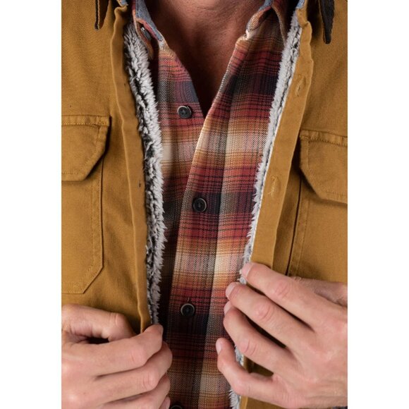 Vintage Stretch Canvas Shirt Jacket with Sherpa Lining - Large, New with Tag - Picture 6 of 6